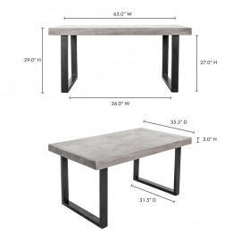 Bộ bàn ghế chân sắc , mặt bàn ximăng H735mmxL1600mmxW900mm